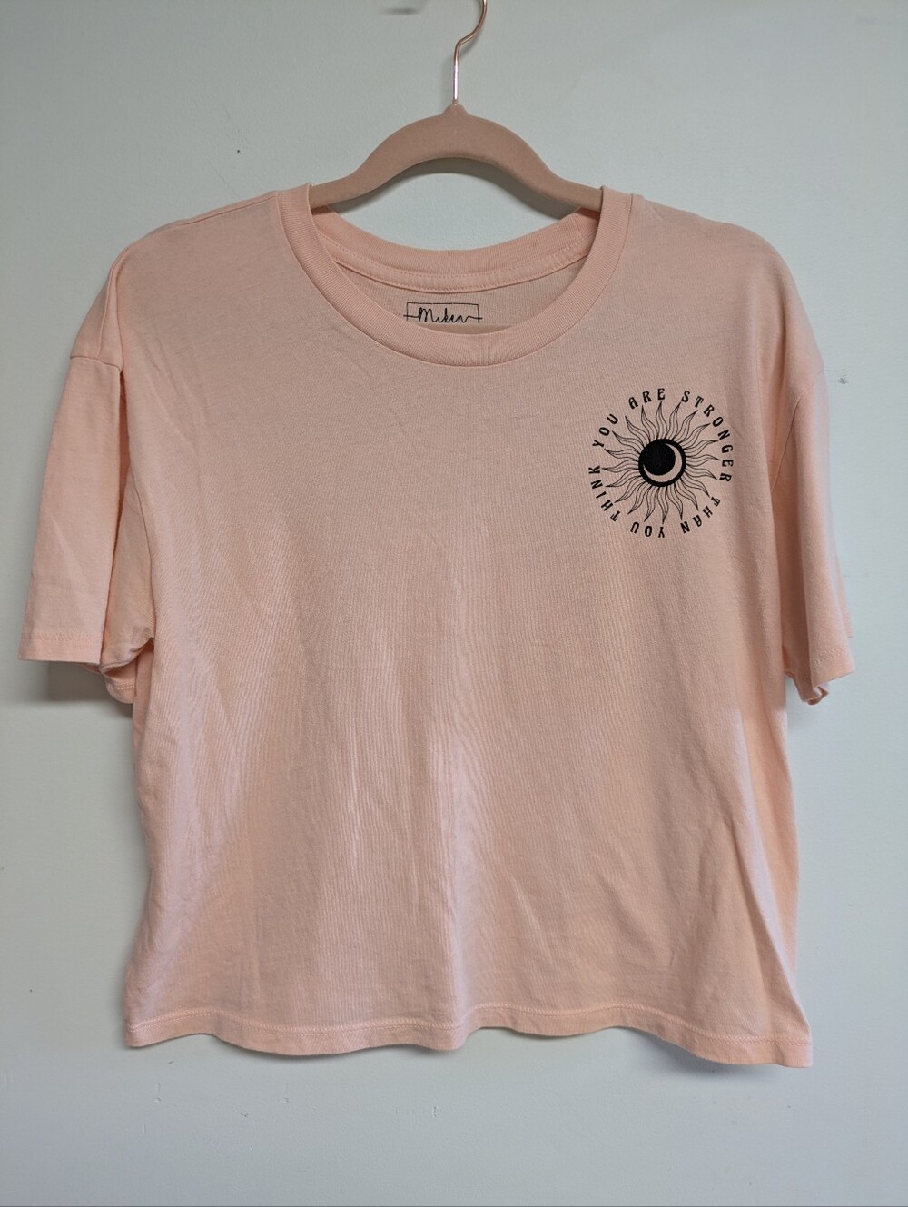 Peach Crop Baby Tee "You Are Stronger Than You Think" Size Medium